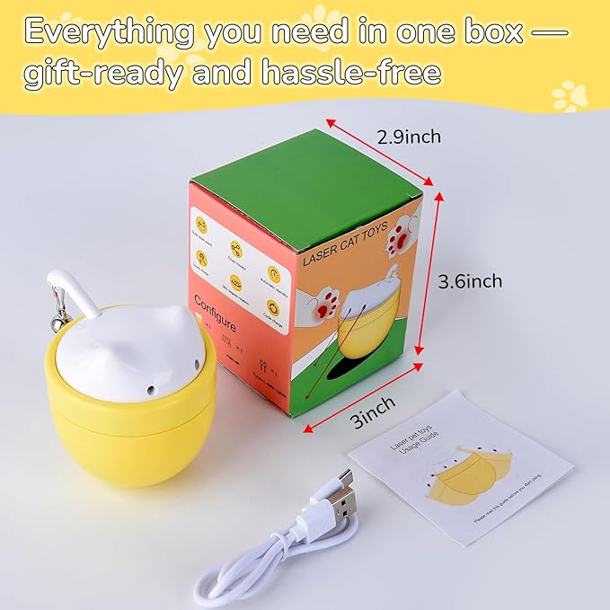 Automatic Laser Play Cat Toy with Dual Beams, Ultra-Quiet 35–38dB, Rotating Wobble Base & 3 Smart Modes – Hands-Free Interactive Toy for Indoor Cats