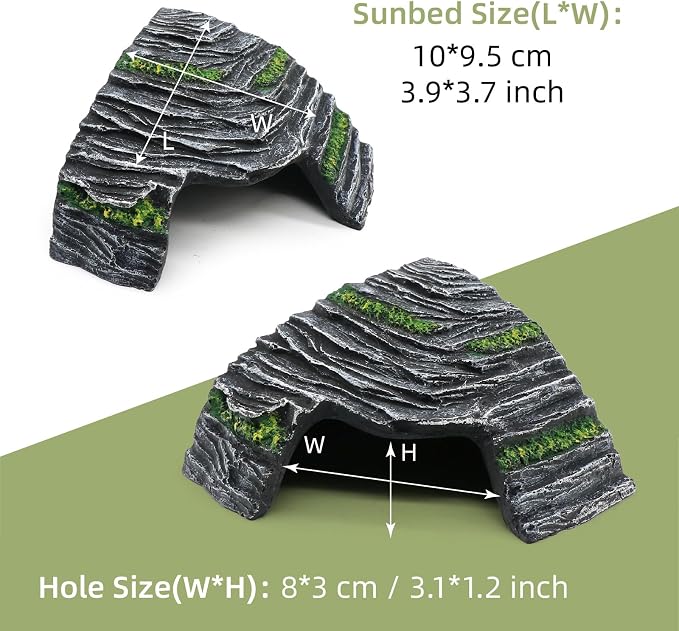 Small Turtle Basking Platform Climbing Ramp Shale Scape Step Ledge, Reptile Cave Hideout Aquarium Tank Accessories Decorations, Great for Reptiles, Amphibians, Leopard Gecko, Frogs