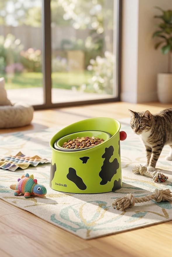 Elevated Ceramic Dog Bowl 15oz, Adjustable Raised Cat Bowl Stand for Cats and Small Dogs, Raised Pet Feeding Bowl for Food or Water