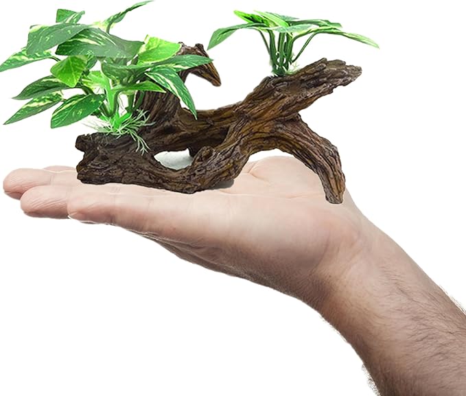 alfyng Resin Driftwood Fish Tank Decorations Trunk Cave Aquarium Decor Ornaments Simulation Plants Betta Silk Leaf Tank Accessories Goldfish Bowl Décor (A)