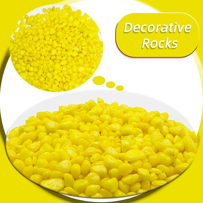 Yellow Pebbles for Crafts, 0.9 Pound Natural Polished Aquarium Gravel, Decorative Pebbles for Indoor Plants, Turtle Tank, Vase, Succulents Cactus, Garden Landscaping (Pack of 3)
