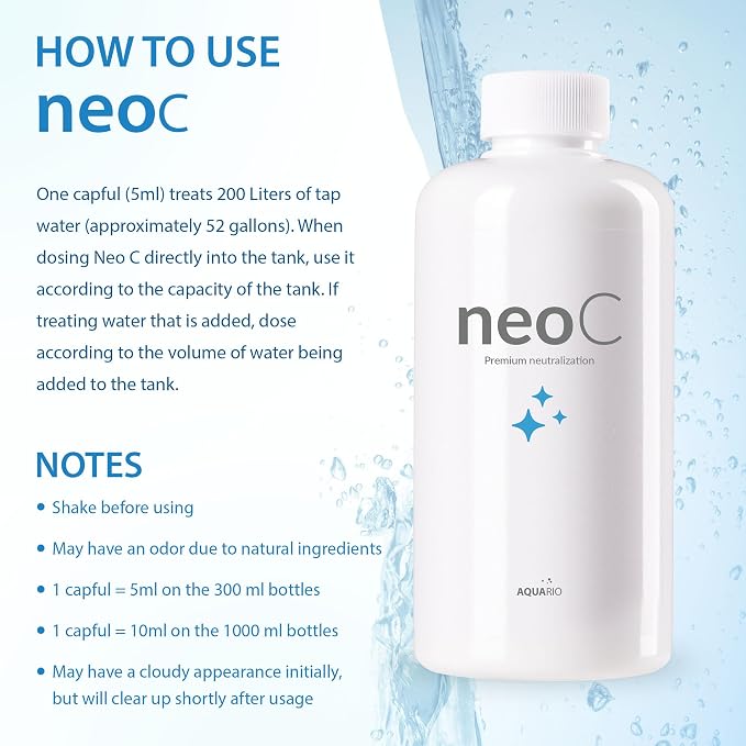 Aquario Neo C – Ammonia Neutralizer for Fish Tank and Chlorine Remover, Liquid Conditioner for Freshwater Fish Tank, Enhances Fish Health - Water Conditioner for Aquarium Tank - 1000ml
