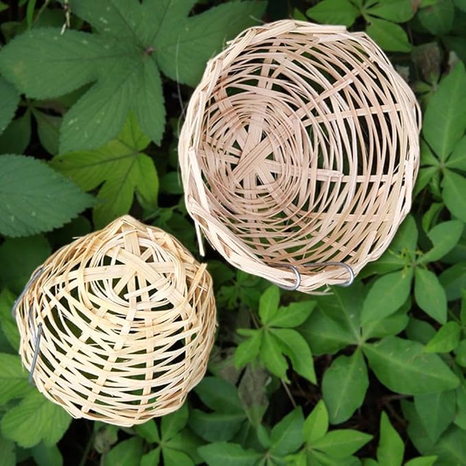 Bird Nest,Bamboo Wicker Woven Canary Nest Pans,Small Bird Nest Boxes Cage,Hanging Bird Bedding Nesting Cage Accessories for Dove Pigeon Parrot Budgie, Parakeet Nest