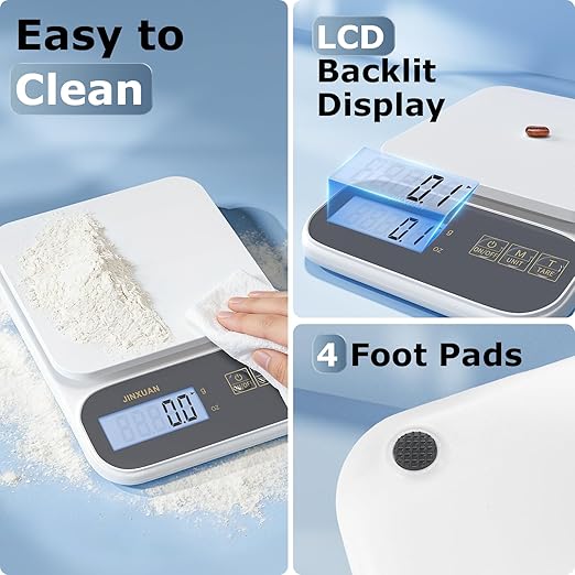 Kitchen Scale 5kg/0.1g Precision Food Scales for Kitchen Digital Scale Grams for Cooking Baking Weight Loss, Rechargeable Coffee Scale Food Weight Scale with Large Backlit LCD Display USB Cord
