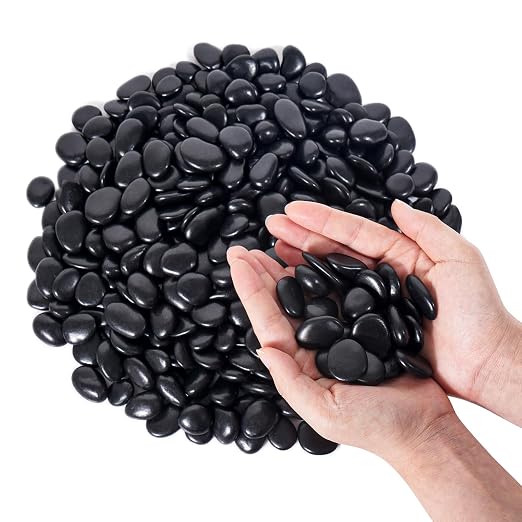 GreatBuddy 2.5-lb Black River Rocks for Landscaping, 1-2 Inches Black Polished Pebbles, Decorative Rocks for Plants Indoor& Outdoor, Garden Landscaping, Aquariums, Vases, Potted Plants, Home Decor