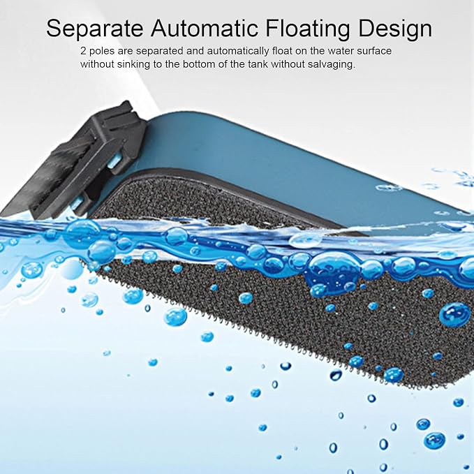 Magnetic Fish Tank Brush, Floating Aquarium Double-Sided Cleaner with Scraper for Algae Removal, Separate Automatic Floating Design, Strong Magnetism