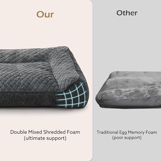 JOEJOY XL Orthopedic Dog Bed for Large Dogs Up to 80lbs - Extra Thick Foam Pet Bed Sofa with Bolster Sides, Large Sized Dog Couch Bed with Removable Washable Cover, Non-Slip Bottom, Grey (42"x30")