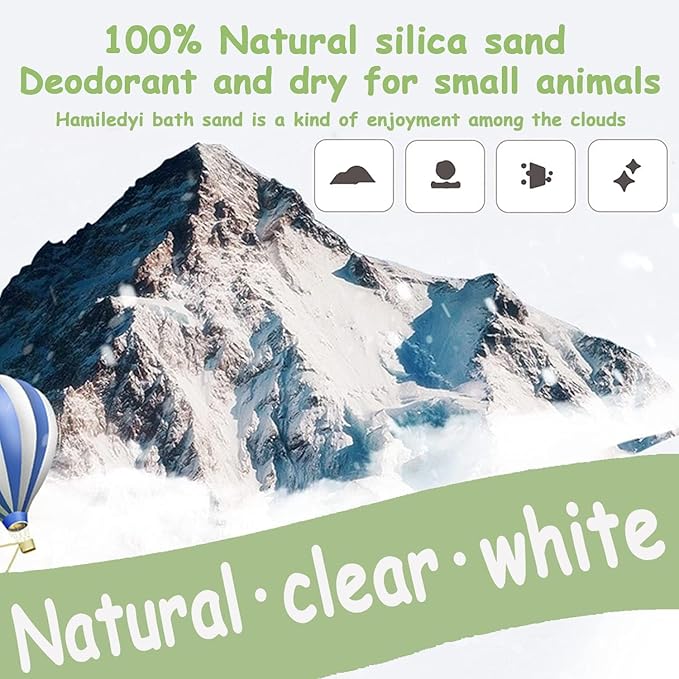 Hamiledyi Hamster Bath Sand 2 LB Dust Free Desert Sand Gerbil Powder Grooming Bath Potty Litter for Chinchillas Gerbil Syrian Mice Degu or Other Small Animals