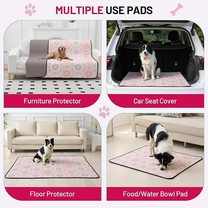 Washable Dog Pee Pads - Absorbent Reusable Puppy Training Pads, Waterproof Leak - Proof & Non - Slip for Crate Whelping Potty Training 24x48 (Pack of 2)