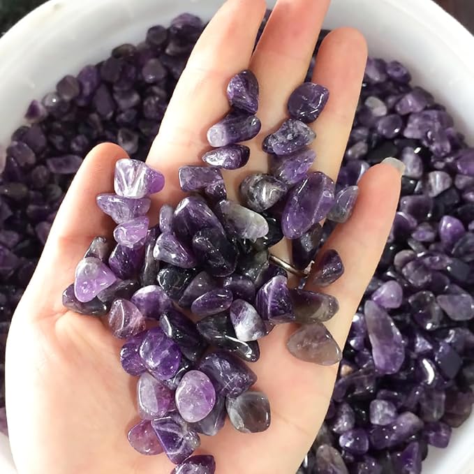 WAYBER Natural Crushed Purple Amethyst Decorative Crystal Gravel, 2 Pounds | Toxin-Free, Fade-Resistant, Ideal for Reiki Healing, DIY Crafts, Vase Filler, Aquarium & Bonsai Decoration