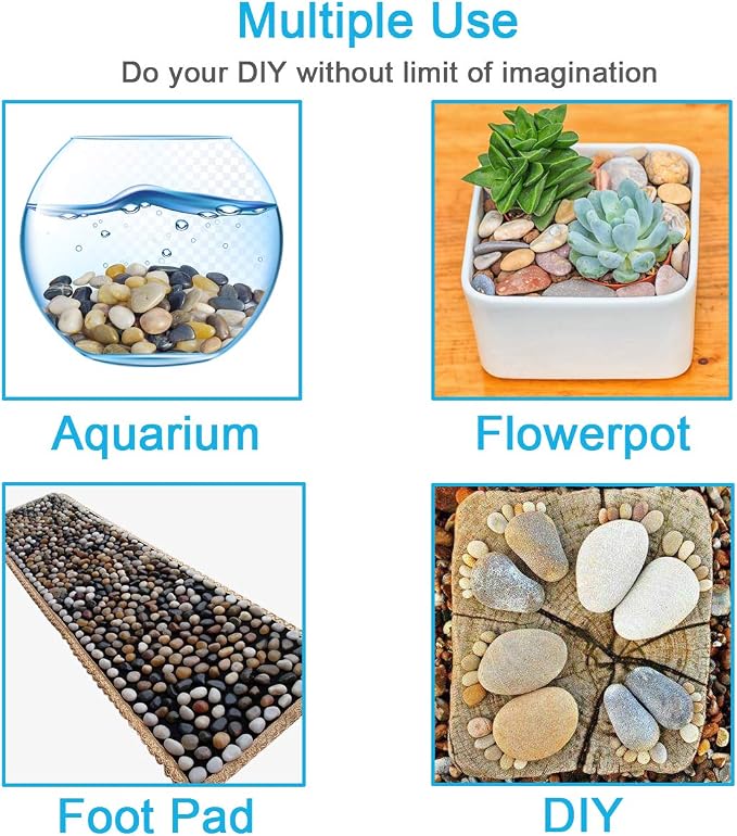 2 LB Aquarium Gravel River Rock - Natural Polished Decorative Gravel, Small Decorative Pebbles, Mixed Color Stones,for Aquariums, Landscaping, Vase Fillers (32-Oz)