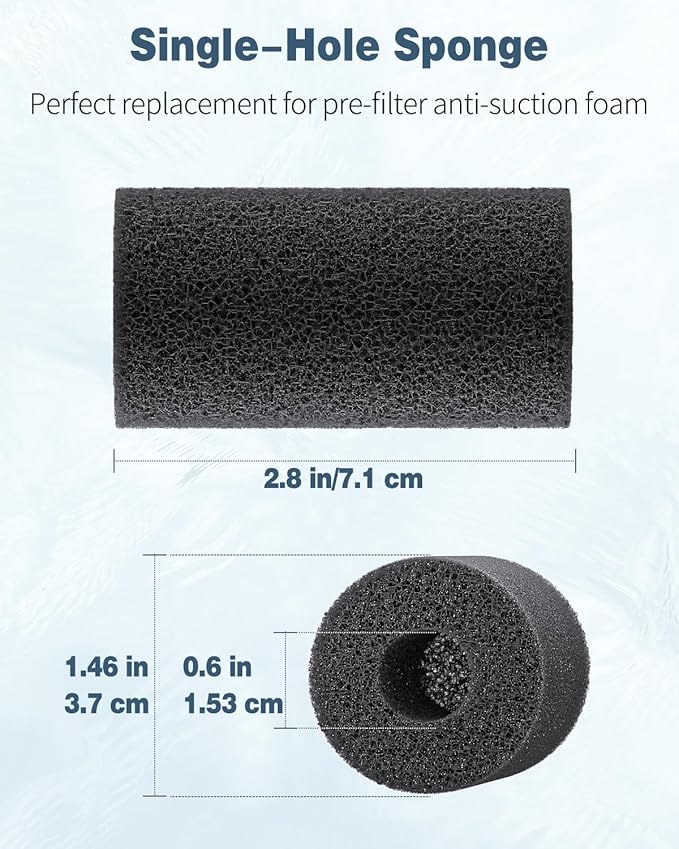 Pawfly 12 Pack Pre-Filter Sponge, 0.6" Aquarium Intake Filter Sponge Foam Cover Rolls for Small Fish Shrimp Fry Fish Tank Covers Accessories