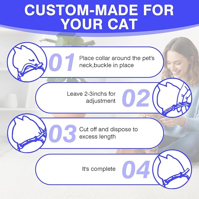Calming Collar for Cats 8 PK Cat Stress and Anxiety Relief Pheromone Collar for Cats Anti Aggression for Cats Cat Meowing Stopper Cat Calming Collars for 30 Days Adjustable Waterproof Rapid Effect