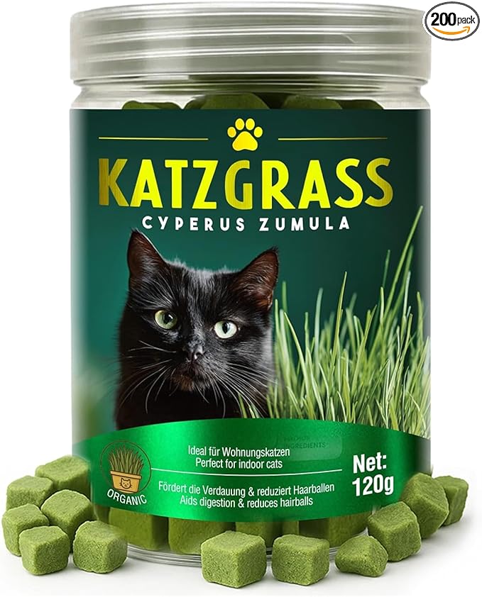 Cat Grass Treats for Indoor Cats | Salmon & Catnip Dental Snacks | Hairball Control & Teeth Cleaning | Freeze-Dried Training Rewards