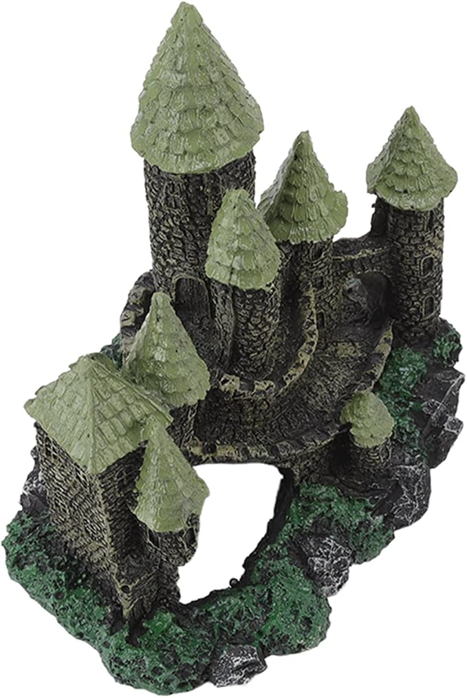 Fish Tank Castle Aquarium Decoration, Resin Retro Simulation Castle Cave Hideout Aquarium Decoration Fish Tank Accessories