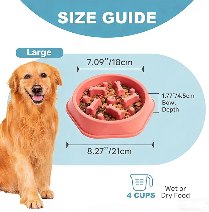 Slow Feeder Dog Bowls Anti Gulping Reduces Gastric Burden Prevents Bloat and Digestive Issues Safe Durable Material Easy to Clean Puppy Slow Feeder Bowl for Healthy Eating Excess Energy Management