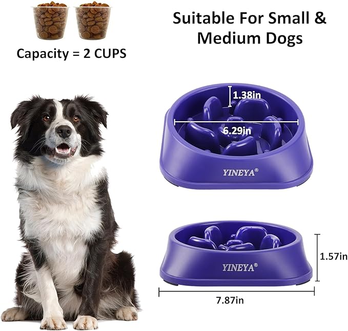 YINEYA Slow Feeder Dog Bowls, Pet Supplies That Slow Down Eating, Pet Food Bowls, Maze Dog Puzzle Feeder for Medium Breed
