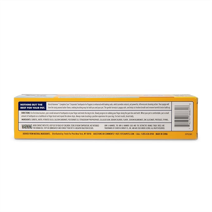 Arm & Hammer Complete Care Enzymatic Puppy Toothpaste, Peanut Butter Flavor, Enzymatic Dog Toothpaste for Puppies, Baking Soda + Calcium Formula, 6.2oz - 48 Pack