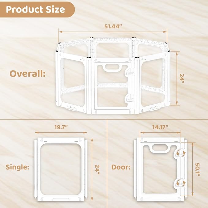 Acrylic Portable Dog Playpen Indoor, Clear Dog Play Pen Indoors Puppy Playpen Indoor Easy Assemble 24” Octagon Guinea Pig Rabbit Bunny Small Animal Pet Playpen, Puppy Play Pen for Indoors