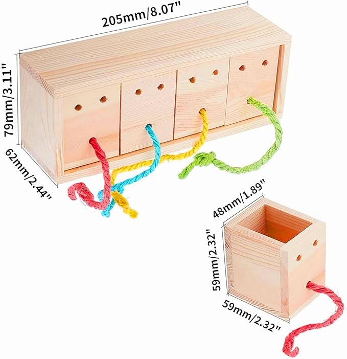 YeeBeny Wooden Small Animals Enrichment Foraging Toy, Interactive Hide Treats Puzzle Snuffle Game, for Rabbit, Hamster, Guinea Pig, Chinchilla, Bunny and Other Small Rodent Pets, Feeder Training Toys