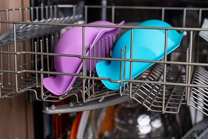 Fluff Trough Elevated Slow Feeder Dog Bowls | Slow Feeder Cat Bowl with Vet Approved & Non-Toxic Silicone Minimizes Neck Strain | Paced Eating Insert Designed for Flat-Faced Pets (Purple)
