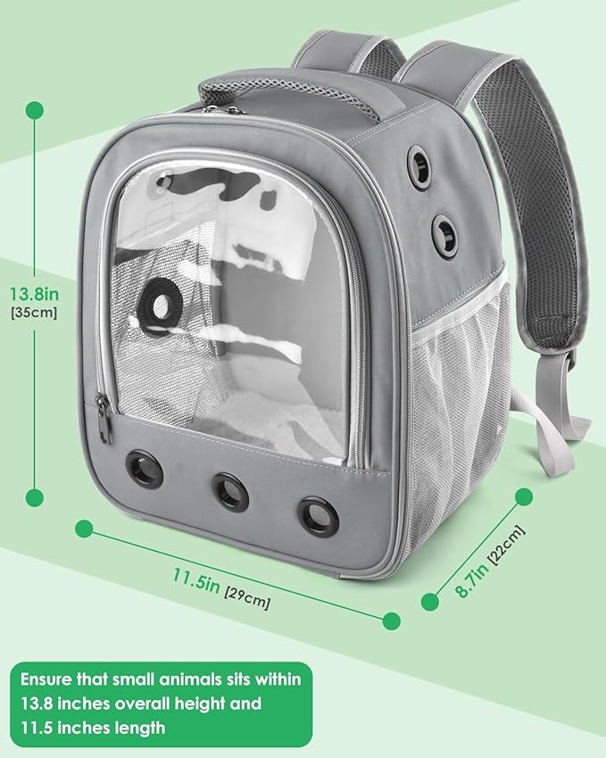 DBNESS Guinea Pig Carrier Backpack, Portable Small Pet Travel Carriers with Water Bottle Holder & Detachable Pad, Outgoing Carring Bag for Bearded Dragon Bunny Sugar Chinchilla Gerbil Hamster Bird