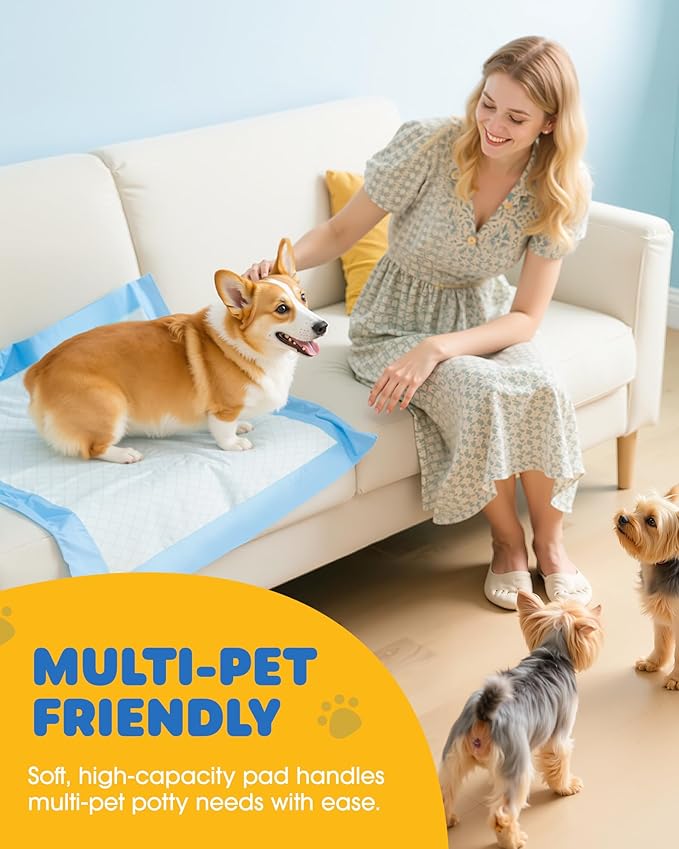 Powools 75-Pack XX-Large Puppy Pads - 38" x 28" Pee Pads for Dogs Potty Training with Leak-Proof Quick-Dry Design, 6-Layer Wee Wee Pads for Dogs, Blue