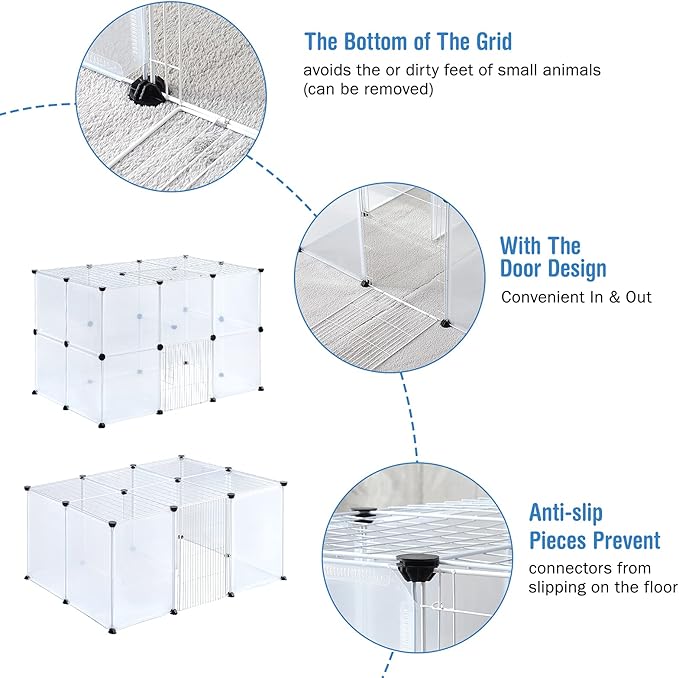BRIAN & DANY Pet Playpen Indoor, Small Animal for Kitten Playpen, Guinea Pig Hedgehog Cages, Play Pen for Hamster Rabbit Bunny Clear Enclosure Fence, 13.8 X 13.8 inches, 28 Panels