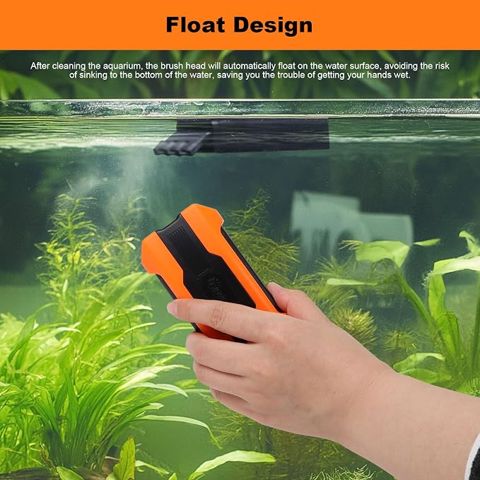 hygger Aquarium Magnetic Brush, Fish Tank Glass Algae Scrubber with Detachable Stainless Steel and Plastic Scraper, Magnetic Fish Tank Cleaner for Glass/Acrylic Fish Tank