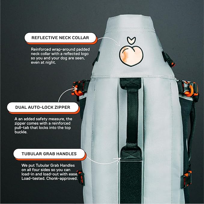 Maxine One Dog Backpack Carrier for Medium Dogs by Little Chonk | Adjustable & Ergonomic Front Facing Dog Carrier Backpack | Pet Backpack Carrier Featured in Wired Magazine - Light Gray