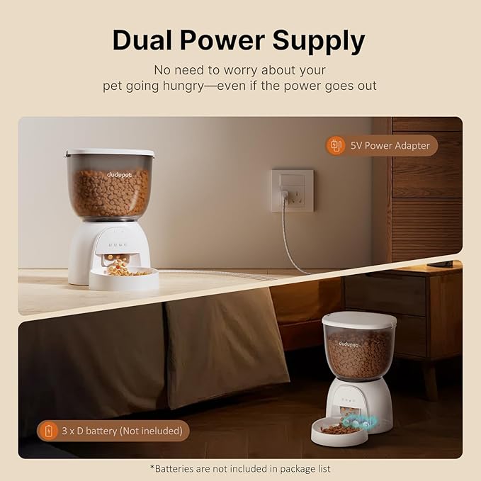 Automatic Cat Feeder 5G WiFi, Automatic Pet Feeder with App Remote Control, 5L Cat Dry Food Dispenser Dual Power,10 Meals Programmable 1-15 Portion Control Auto Cats Feeders for Indoor Use