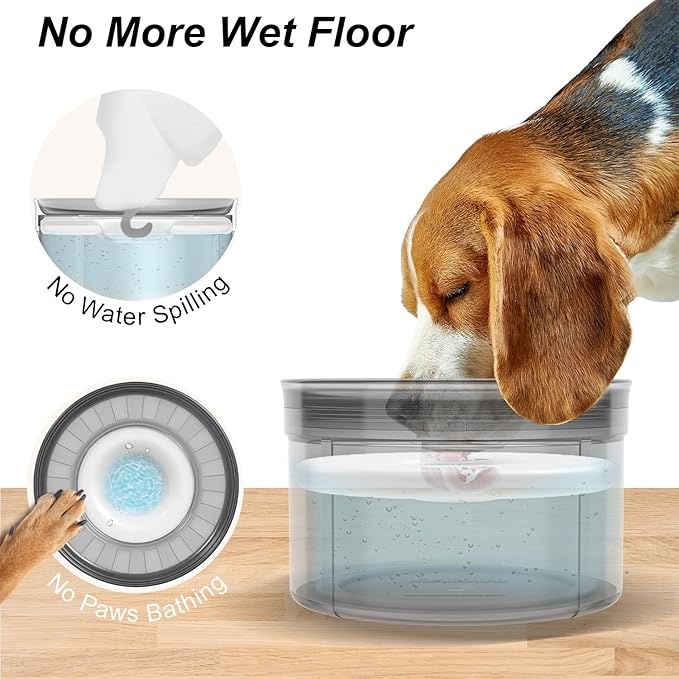 Techphardo 1Gallon No Spill Dog Water Bowl-3.8L Large Capacity, BPA-Free, Anti-Splash & Anti-Digging Design with Non-Slip Base, for Messy Drinkers
