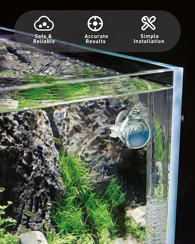 Pawfly Acrylic CO2 Drop Checker for Aquarium, Fish Tank Carbon Dioxide Checker, CO2 Monitor Kit with Solution & Suction Cups, CO2 Detector, Aquarium CO2 Tester, CO2 Indicator for Planted Fish Tank