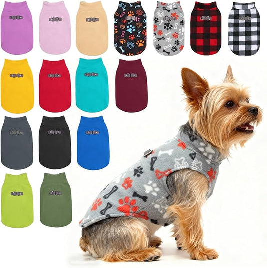 BEAUTYZOO XS Dog Sweaters, Soft Fleece Vest Pullover Dog Jacket with D-Ring Leash Attachment, Warm Winter Dog Clothes Cold Weather Doggy Chihuahua Sweater for Small Dogs Cats Boy or Girl, XSmall