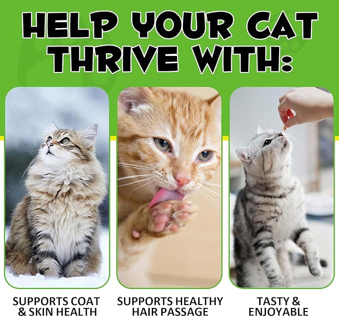 Cat Hairball Remedy-Hairball Treatment for Cats Hairball Treats for Cats Furball Treatment Omega-3 and Fiber Supplement Vitamins for Digestion, Chicken (30-Day Supply) (100G)