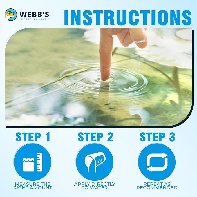 Webb's Water Garden All Season Beneficial Bacteria for Ponds, Enhances Water Clarity and Reduces Odors, Safe for Fish and Plants - 32 Fluid Oz