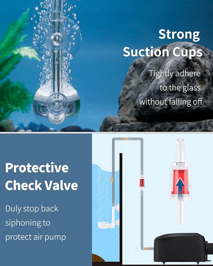 Pawfly Aquarium Air Stone Disc Tiny Micro Bubble Diffuser Release Tool Kit with Suction Cup Air Control Valve and Check Valve Accessories for Nano Air Pumps Small Buckets and Fish Tanks