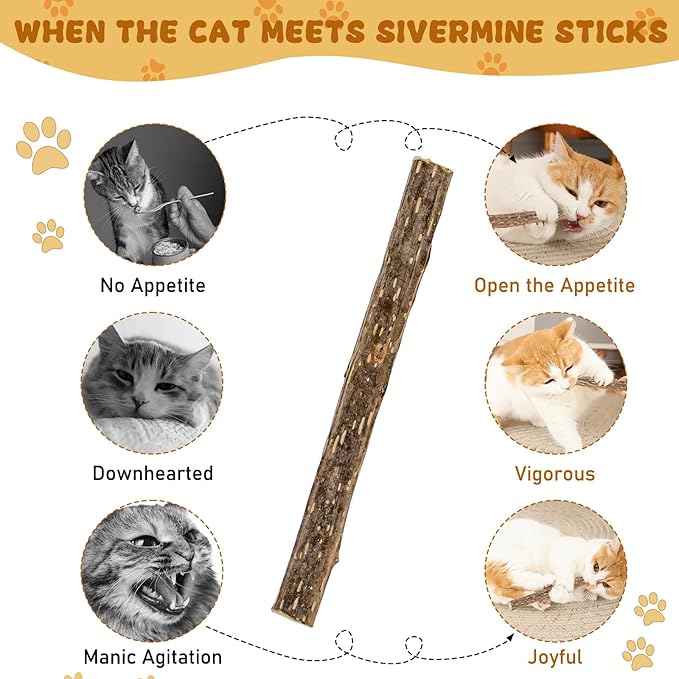 WoLover Silvervine Sticks for Cats, Natural Catnip Matatabi Chew Sticks Teeth Molar Chew Toys for Cat Kitten Kitty (25 PCS)