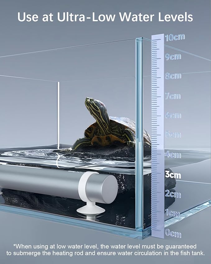 URUQ Small Aquarium Fish Tank Heater: 50W Submersible Aquarium Heater Adjustable Temperature Ultra-Low Water Level for Betta Fish Starter Kit - 5-10 Gallon Mini Aquarium