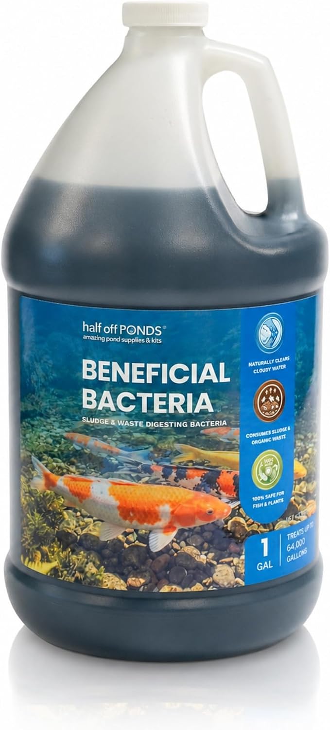 HALF OFF PONDS Beneficial Bacteria Pond Treatment, 1 Gallon – Helps Clear Water, Supports Biological Filtration – Safe for Fish & Plants
