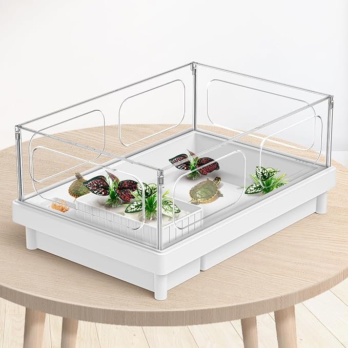 Moonorange Reptile Artificial Plants, Terrarium Plants Decorations Supplies, Aquarium Fish Tank Plant, Amphibian Habitat Hideout Tank Accessories(S Set-4pcs/A)