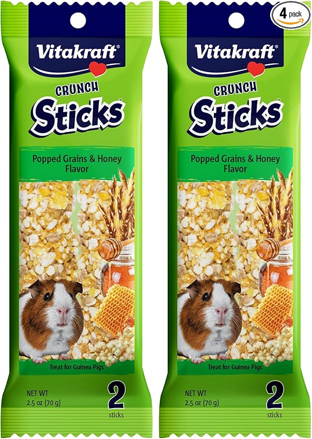 Vitakraft Crunch Sticks Guinea Pig Chewable Treats - Grain and Honey - Supports Healthy Teeth (Pack of 2)