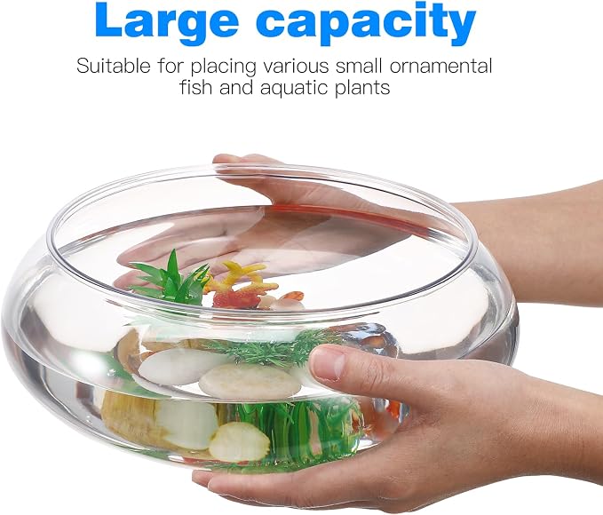 Milisten Flower Vase Bowl, Wide Mouth Round Vase, Succulent Planter, Hydroponic Planter, Floral Container, Globe Fish Bowl Table Centerpiece, Plastic