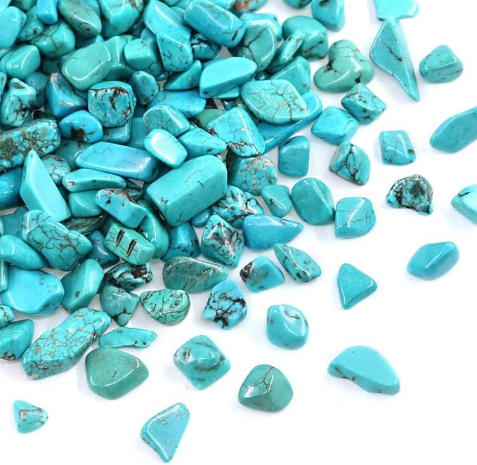 WAYBER Natural Crushed Turquoise Gemstone, Decorative Pebbles, 1 Pound | Toxin-Free, Fade-Resistant, Ideal for Reiki Healing, DIY Crafts, Vase Filler, Aquarium & Bonsai Decoration