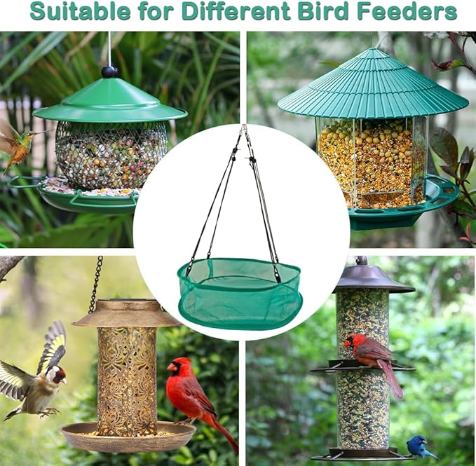 Seed Catcher for Bird Feeders, 20'' Bird Feeders for Outdoors Hanging, Birds Feeder Seed Catcher Tray with Adjustable Hanging Hoop for Outdoor Garden Accessories (Grey)