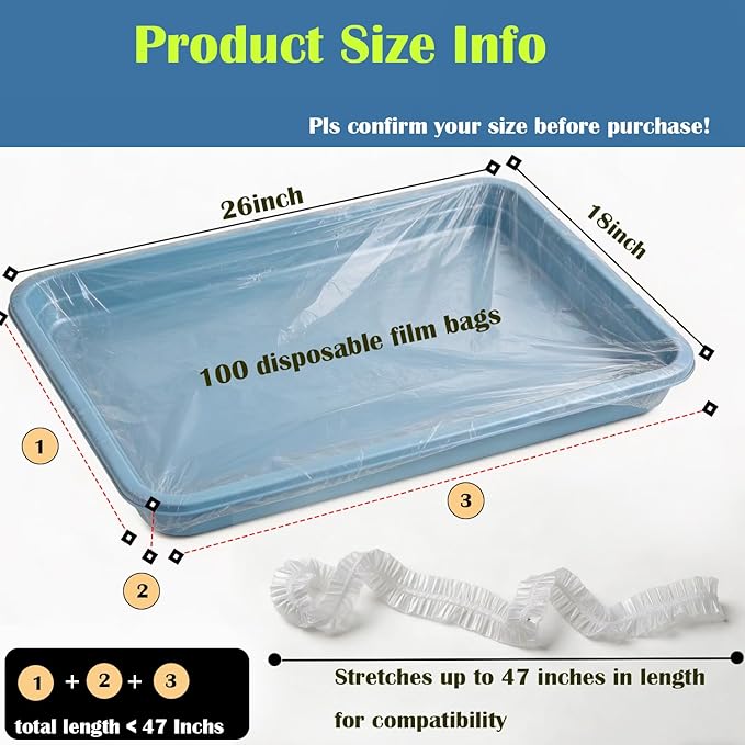 Disposable Bird Cage Liners 100 PCS Clear Plastic Parakeet Cage Liner Bag for 18x26 Inch Pallets Universal Elastic Film Intended for Parakeet, Cockatiels, Rabbit, Guinea Pig Finches Canaries