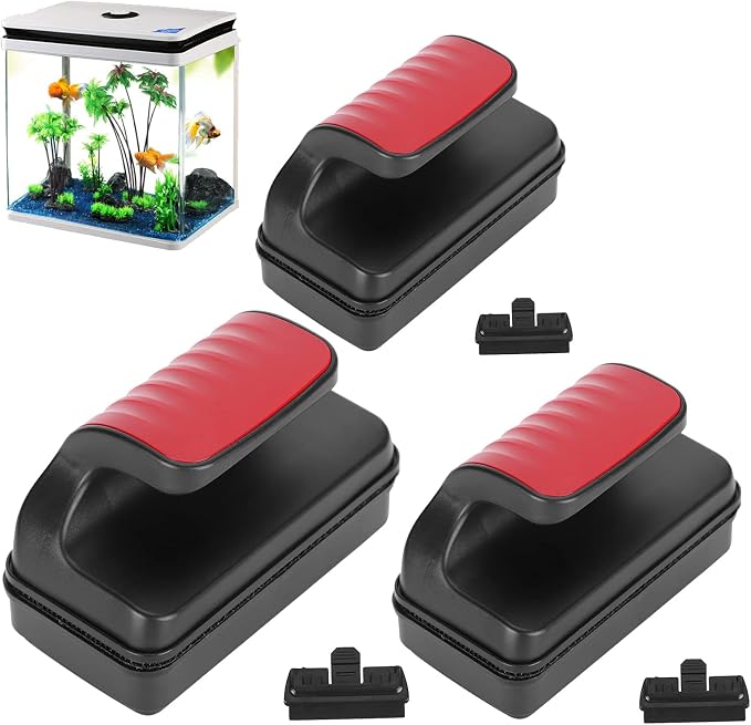 Fish Tank Cleaner, Magnetic Fish Tank Brush Double‑Sided Floating Aquarium Glass Cleaner with Algae Scraper Scratch‑Free(S)