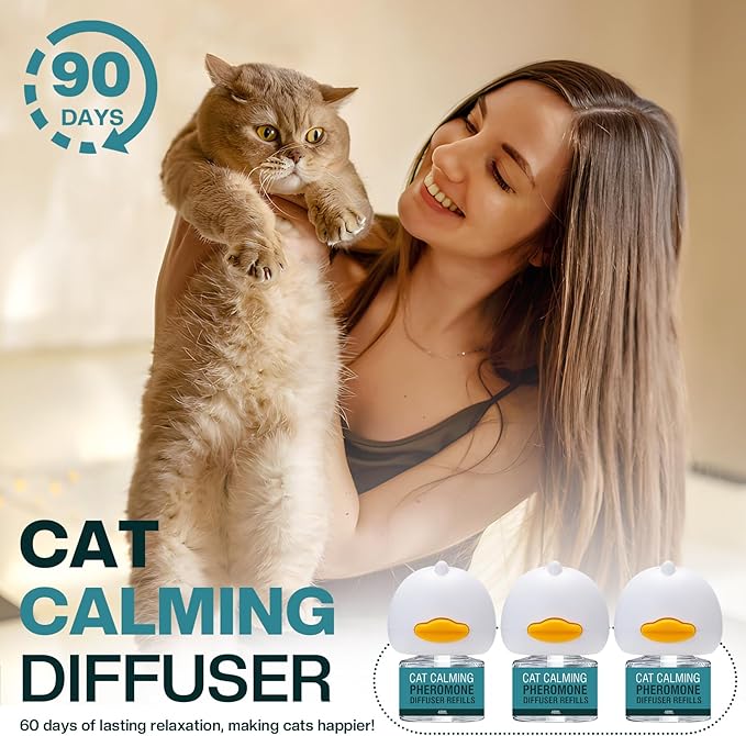 Calm Relaxing Pheromone for Cats kit 48ml Refill Fits All Common Diffuser Plug in