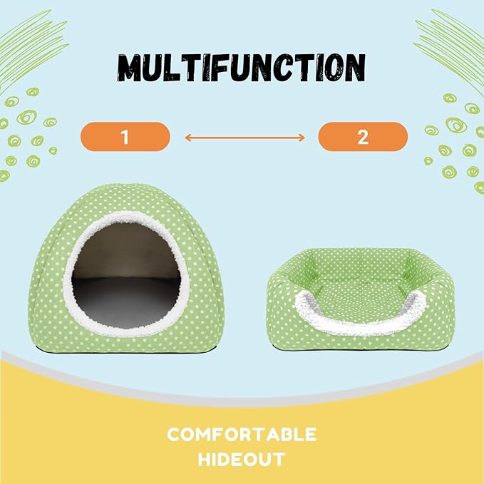 Rabbit Hideout Large Bunny Bed Washable Rabbit House and Hideout Fleece Guinea Pig Hiding Hut for Indoor Bunnies Small Animal Hideaway