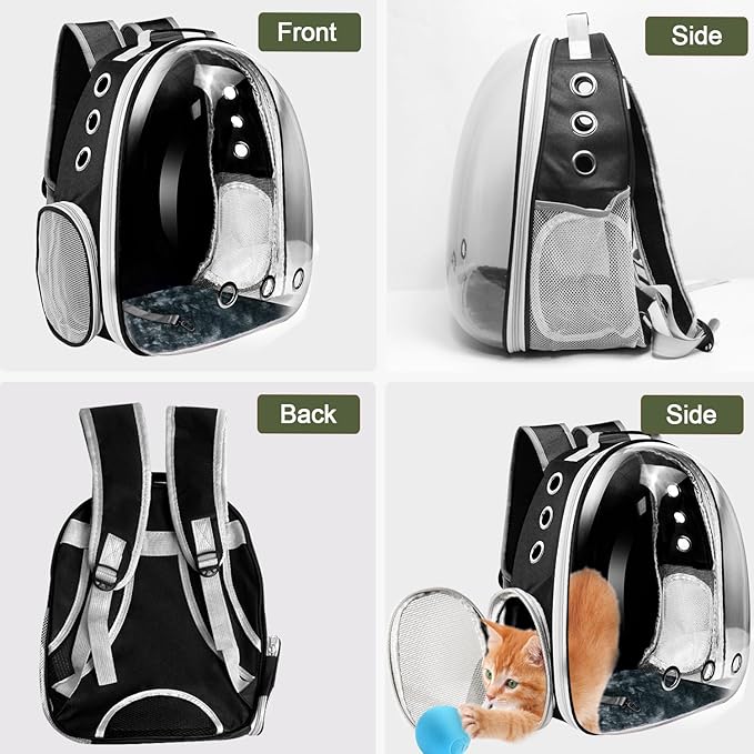 Cat Backpack Carrier, Pet Cat Carrier with Ventilated Design for Carrying Puppy Cats, Pet Carrier Backpack for Traveling/Hiking/Camping/Outdoors Airline Approved Travel Carrier (Black)